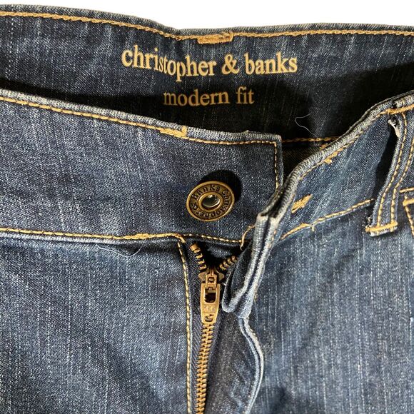 Christopher & Banks Womens Modern Fit Straight Leg Blue Denim Jeans Sz 12 Hemmed - Picture 6 of 9